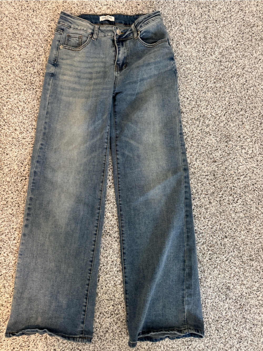 High-Rise Bootcut Jeans in Faded Blue - Love SoHo